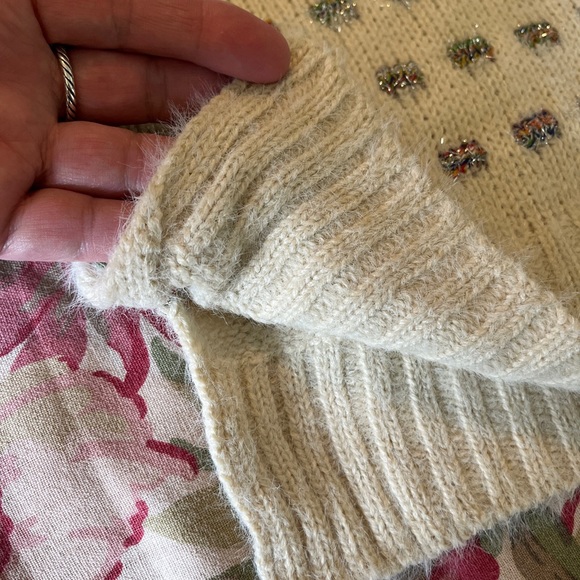 ZARA Size Medium Soft Sweater Ecru Rainbow Glitter Metallic Weave Fancy Knit NEW - Picture 14 of 14